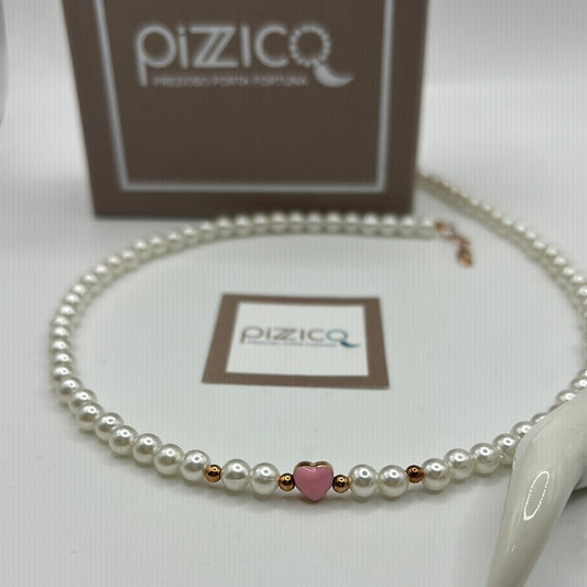 Collana filo perle cuore Pizzico