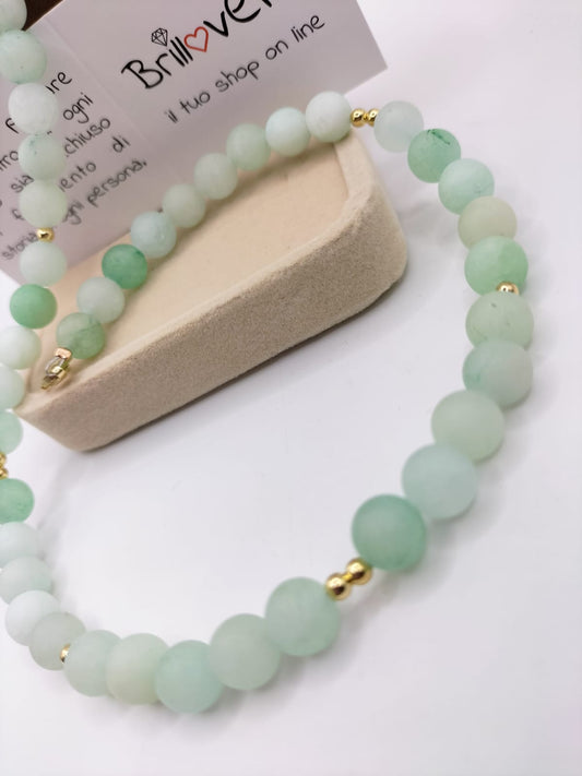 Collana Argento in Quarzo Opaco Verde menta Pizzico