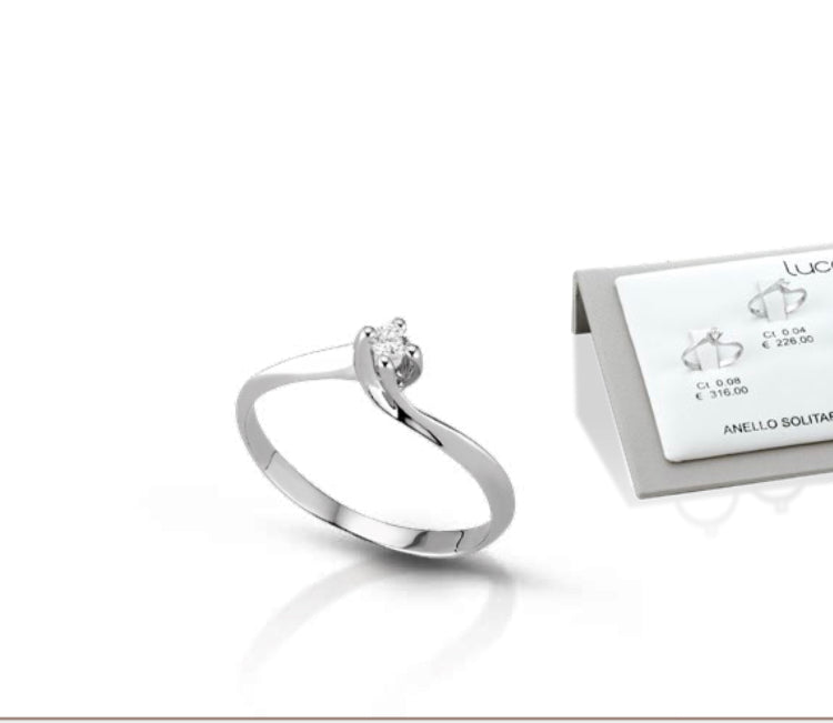 Anello solitario Valentine diamante oro bianco