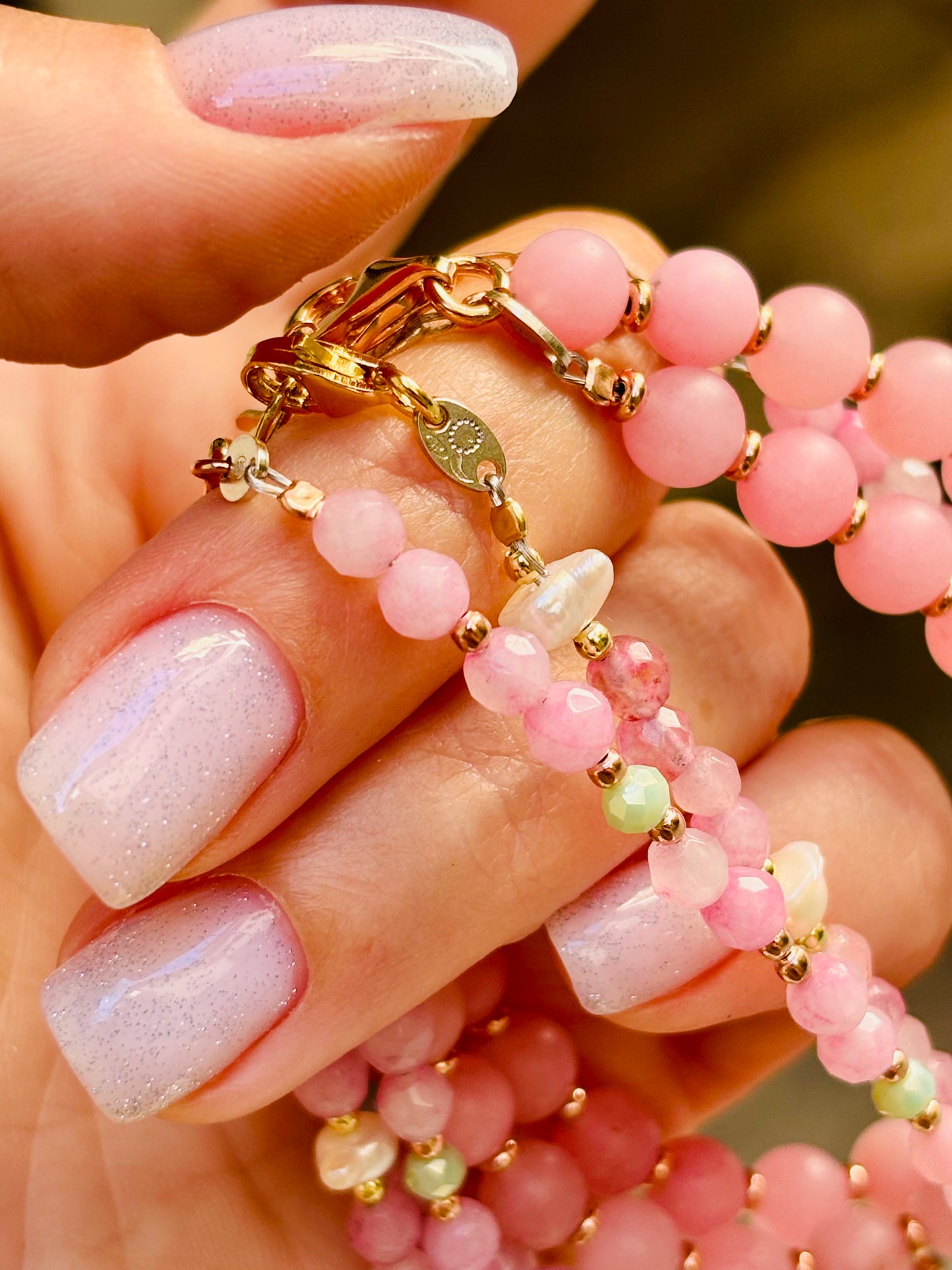 Collana Pizzico quarzo rosa
