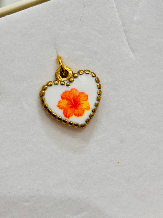 Charms Fortunello Pizzico cuore con fiore arancio
