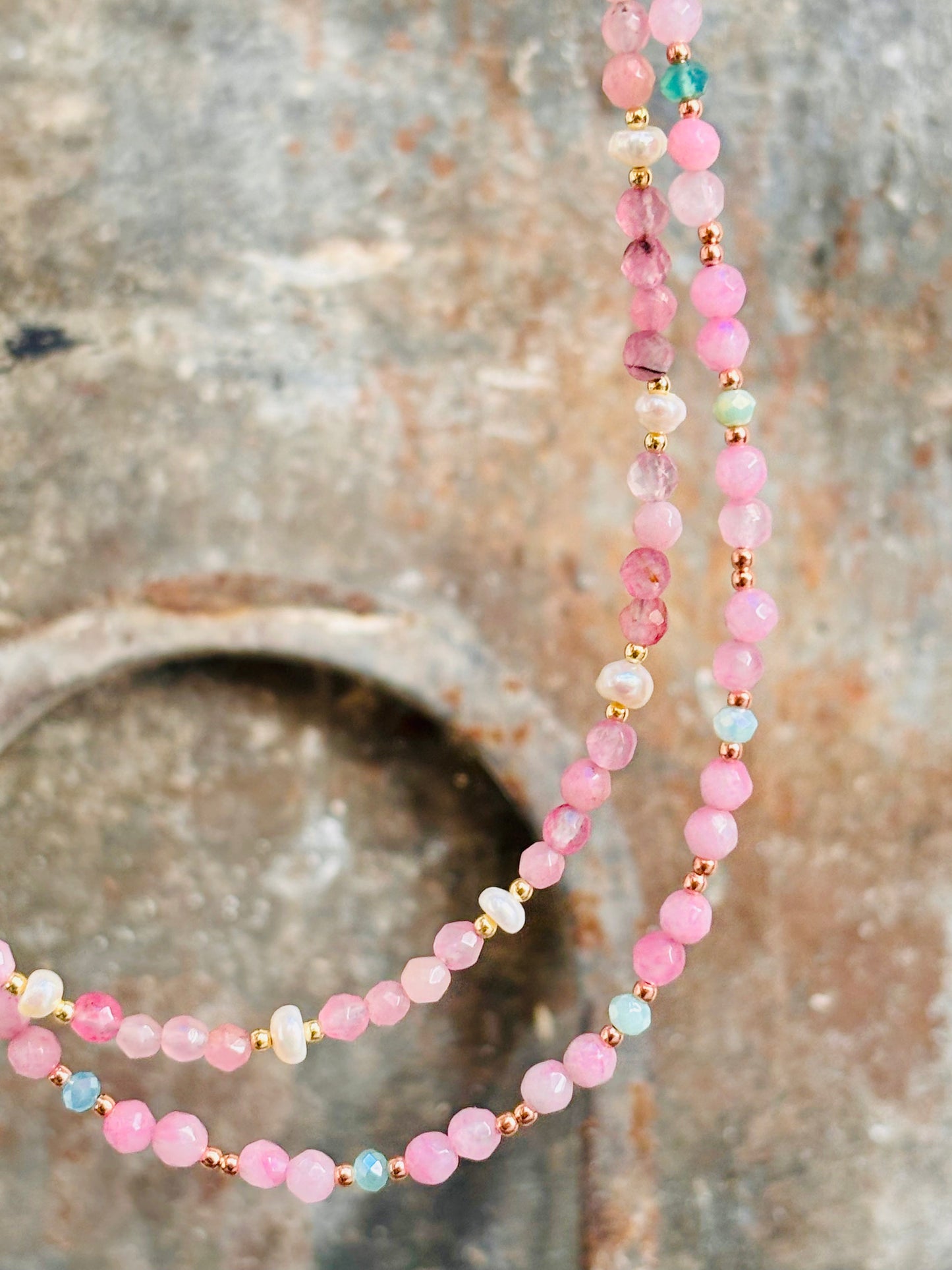 Collana Pizzico quarzo rosa