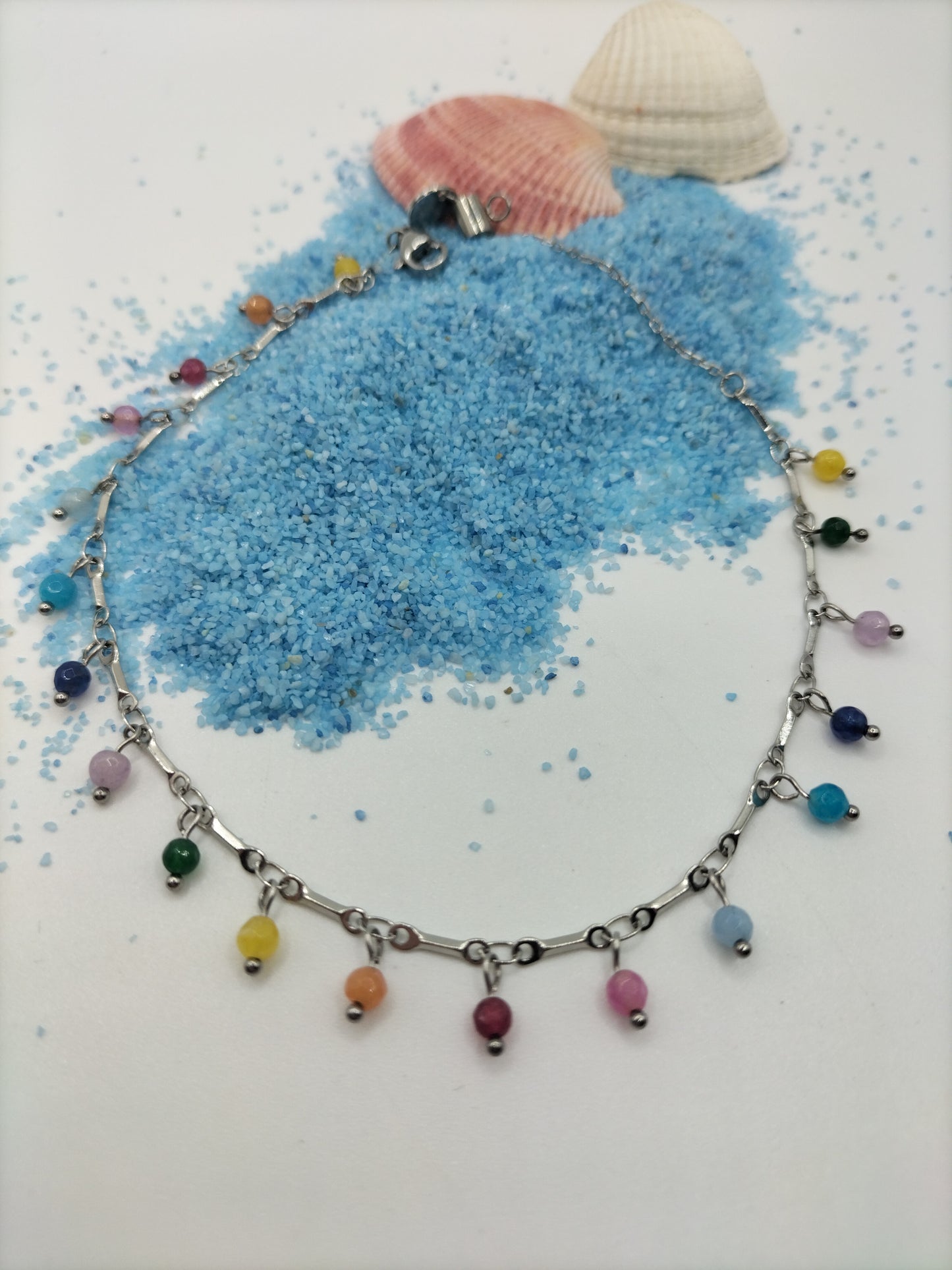 Cavigliera con agata colorata pendende