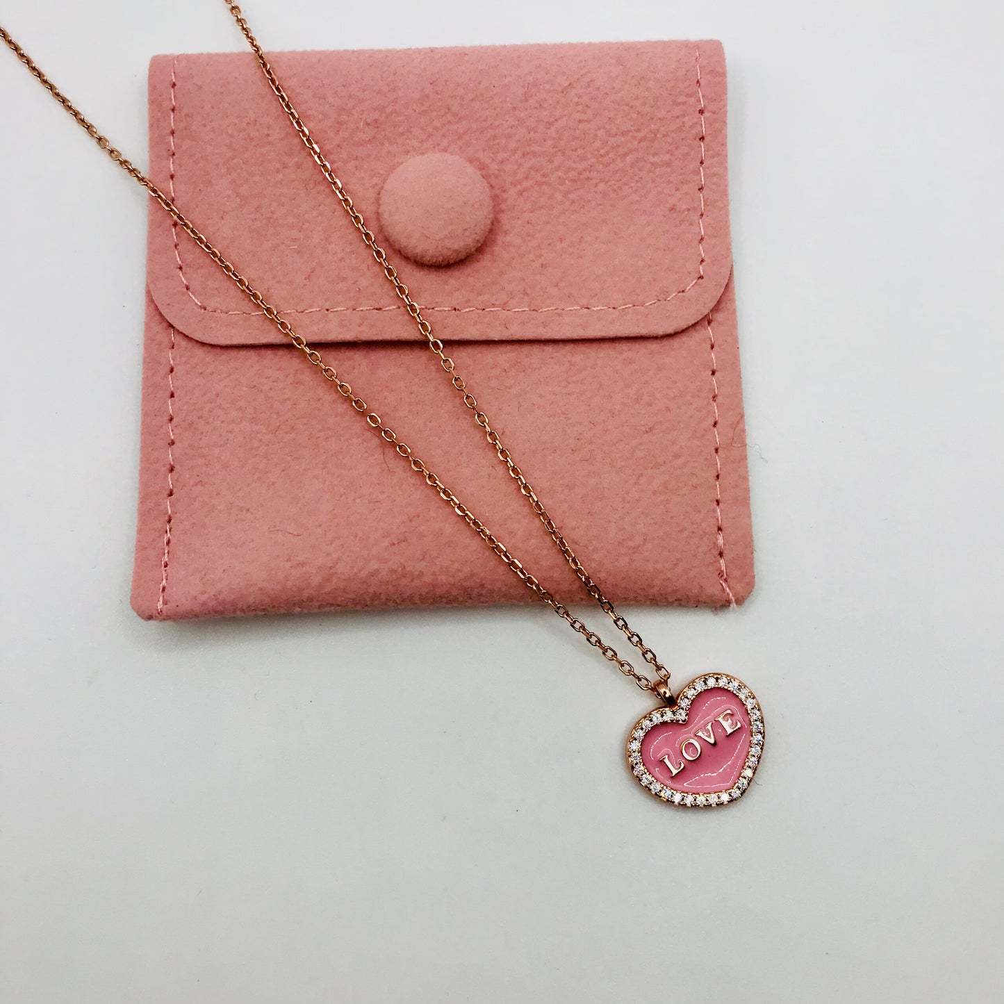 Collana donna cuore rosa Love argento