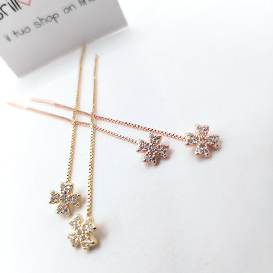 Orecchini filopassanti Pizzico quadrifoglio mono