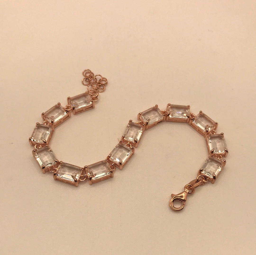 Bracciale argento rosè cristalli bianchi Kate