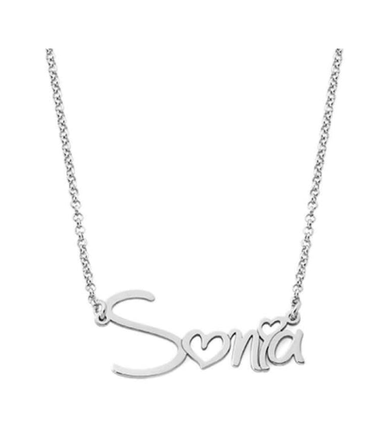 Collana in Argento con Nome e Cuore Personalizzabile