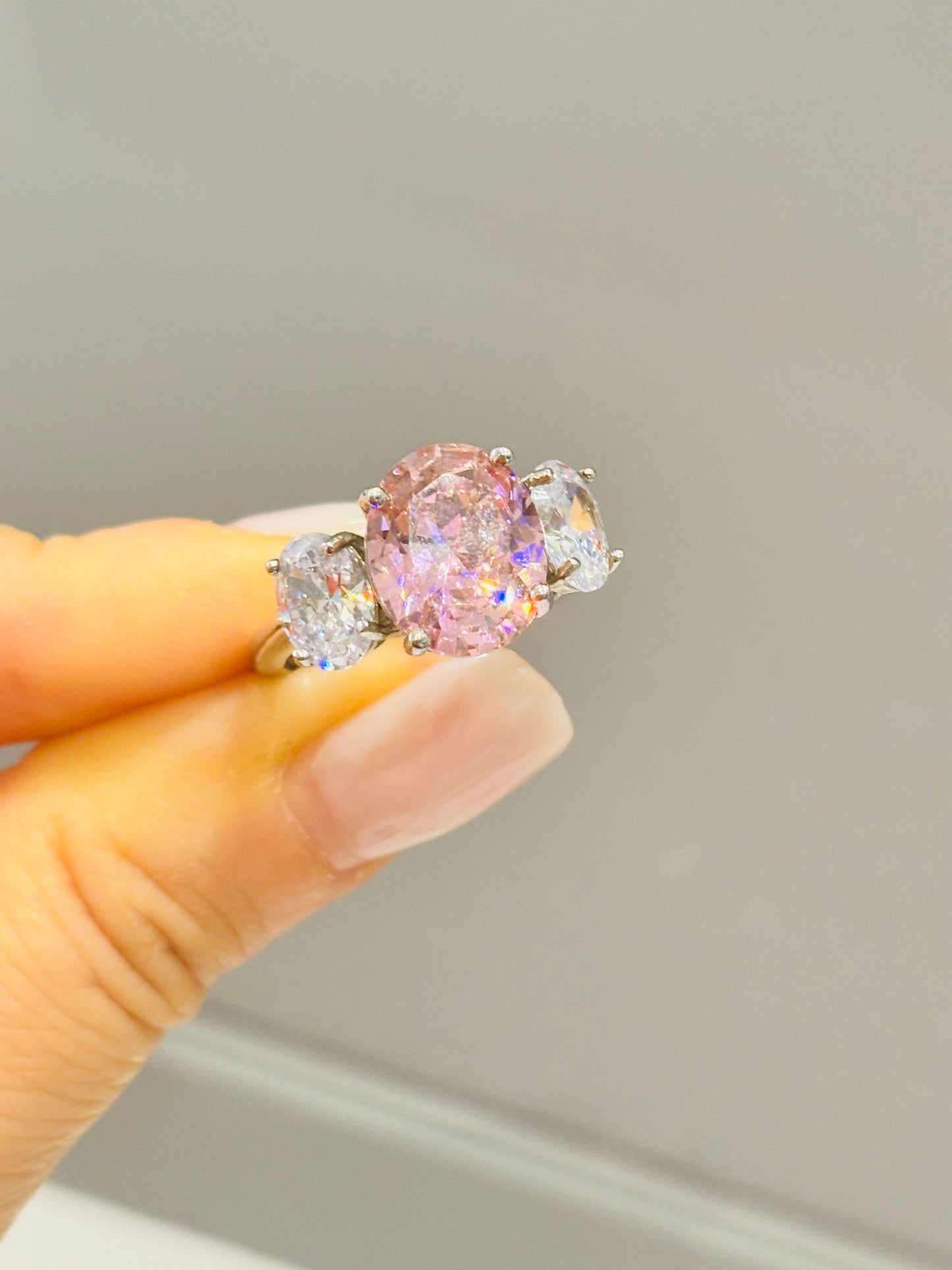 Anello argento Trilogy rosa e bianco Kate