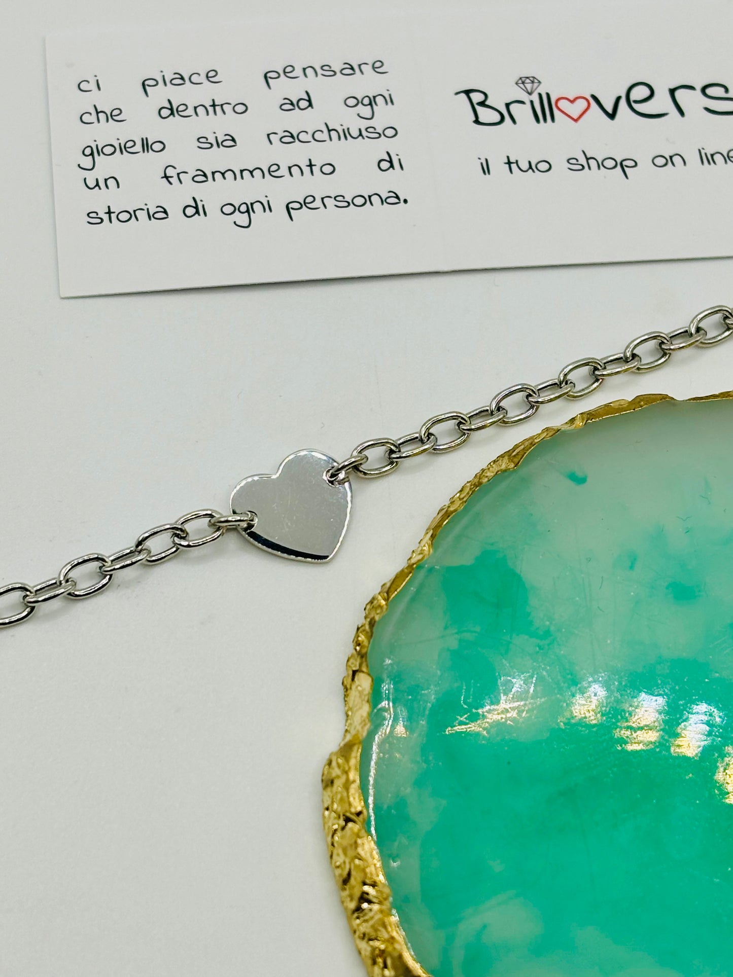 Bracciale argento catena e cuore
