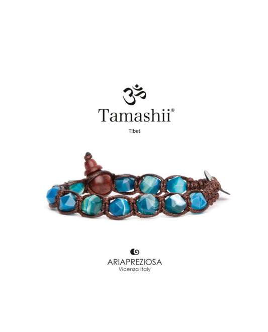 Bracciale Tamashii Diamond cut Agata blu striata