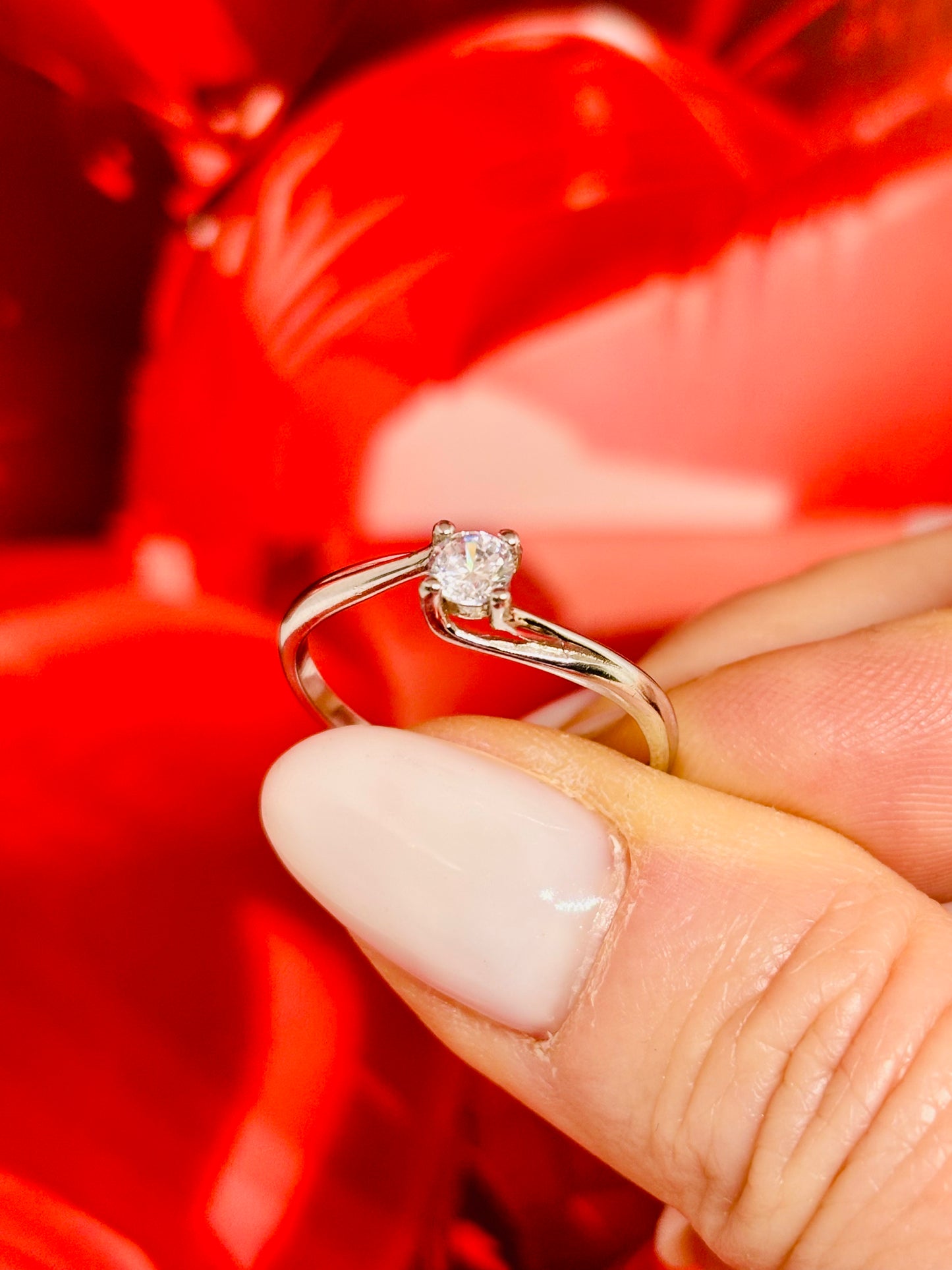 Anello solitario argento Jasmine