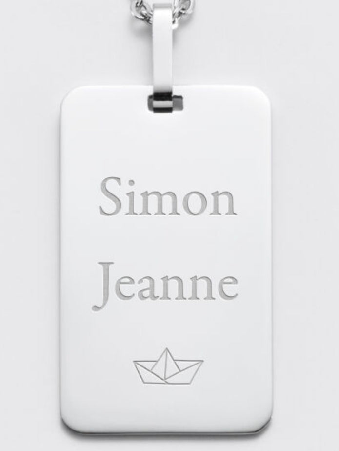 Ciondolo Piastra rettangolare stondata per incisione