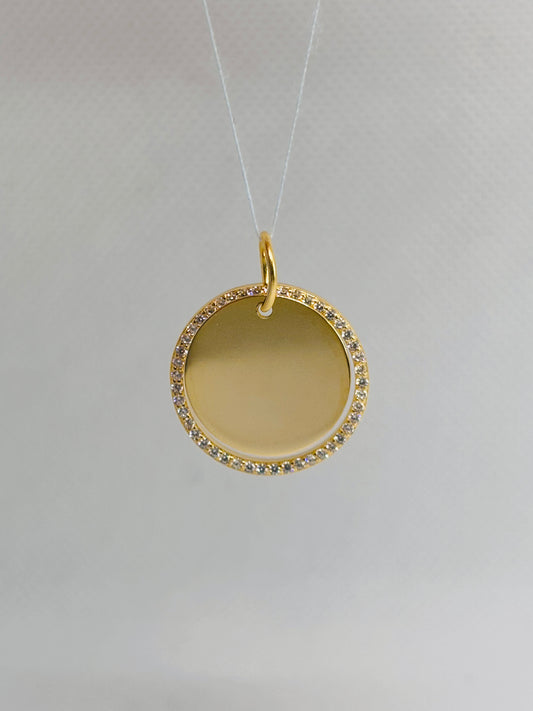 Ciondolo Piastra tonda zirconata