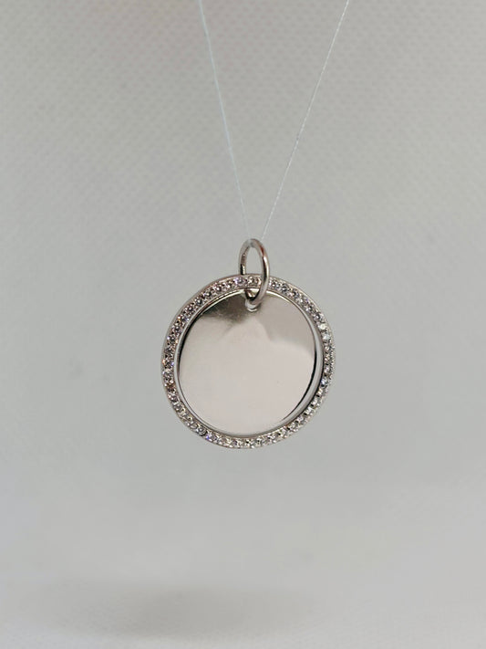 Ciondolo Piastra tonda zirconata