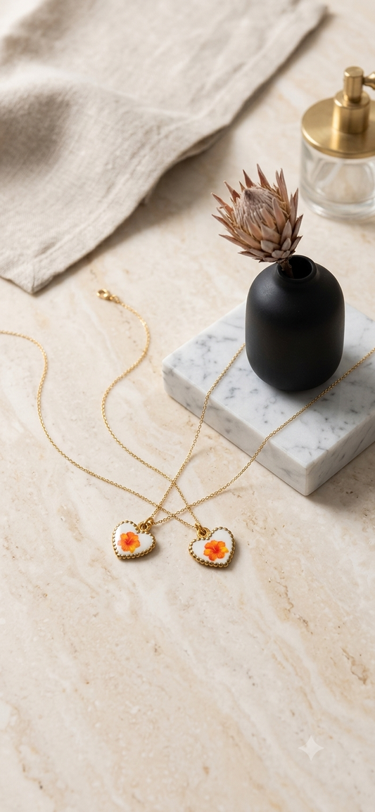 Charms Fortunello Pizzico cuore con fiore arancio