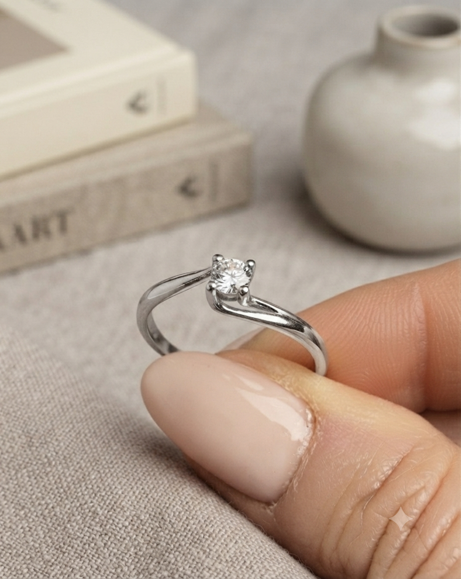 Anello solitario argento Jasmine