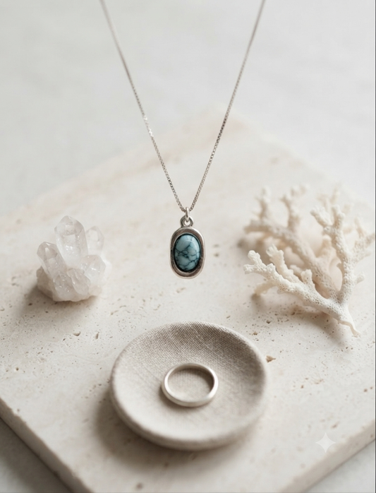 Collana Pizzico pietra naturale cielo