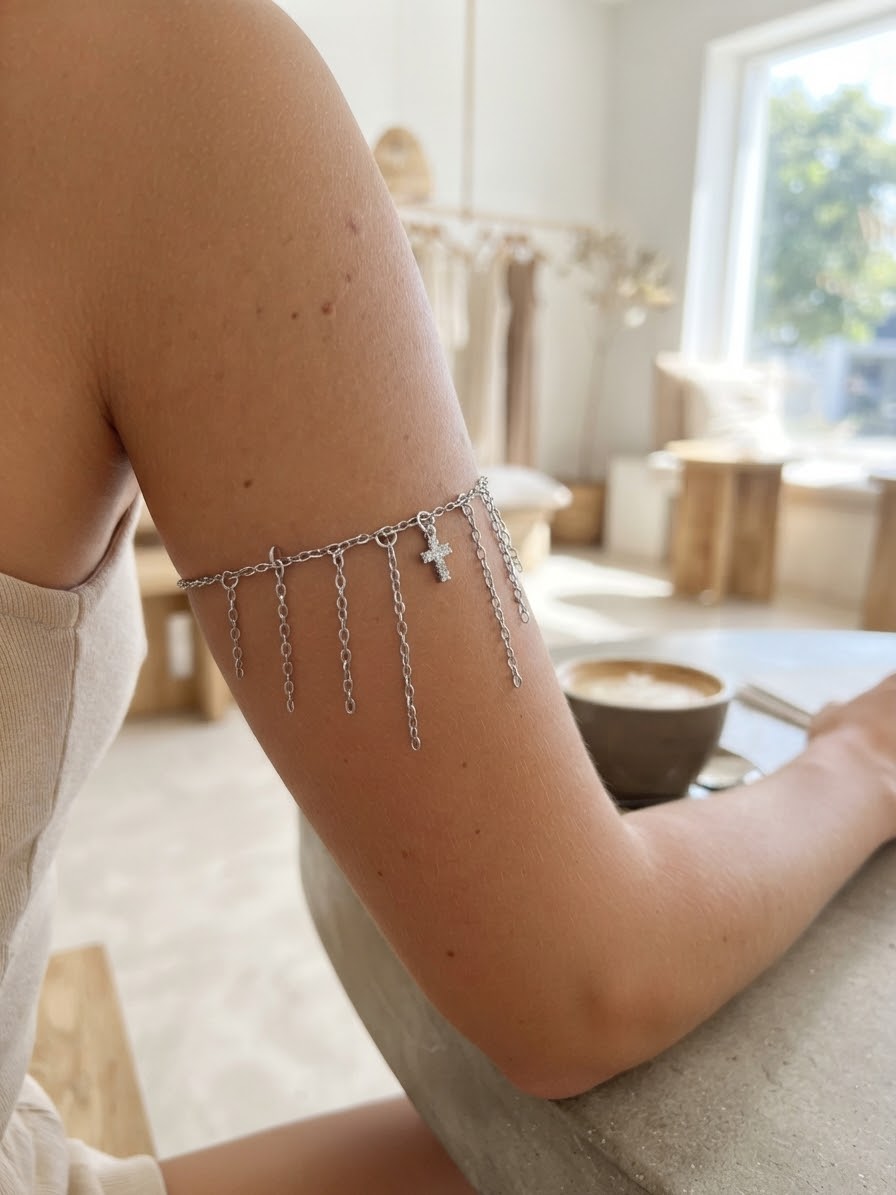 Bracciale Arm Cuff silver croce