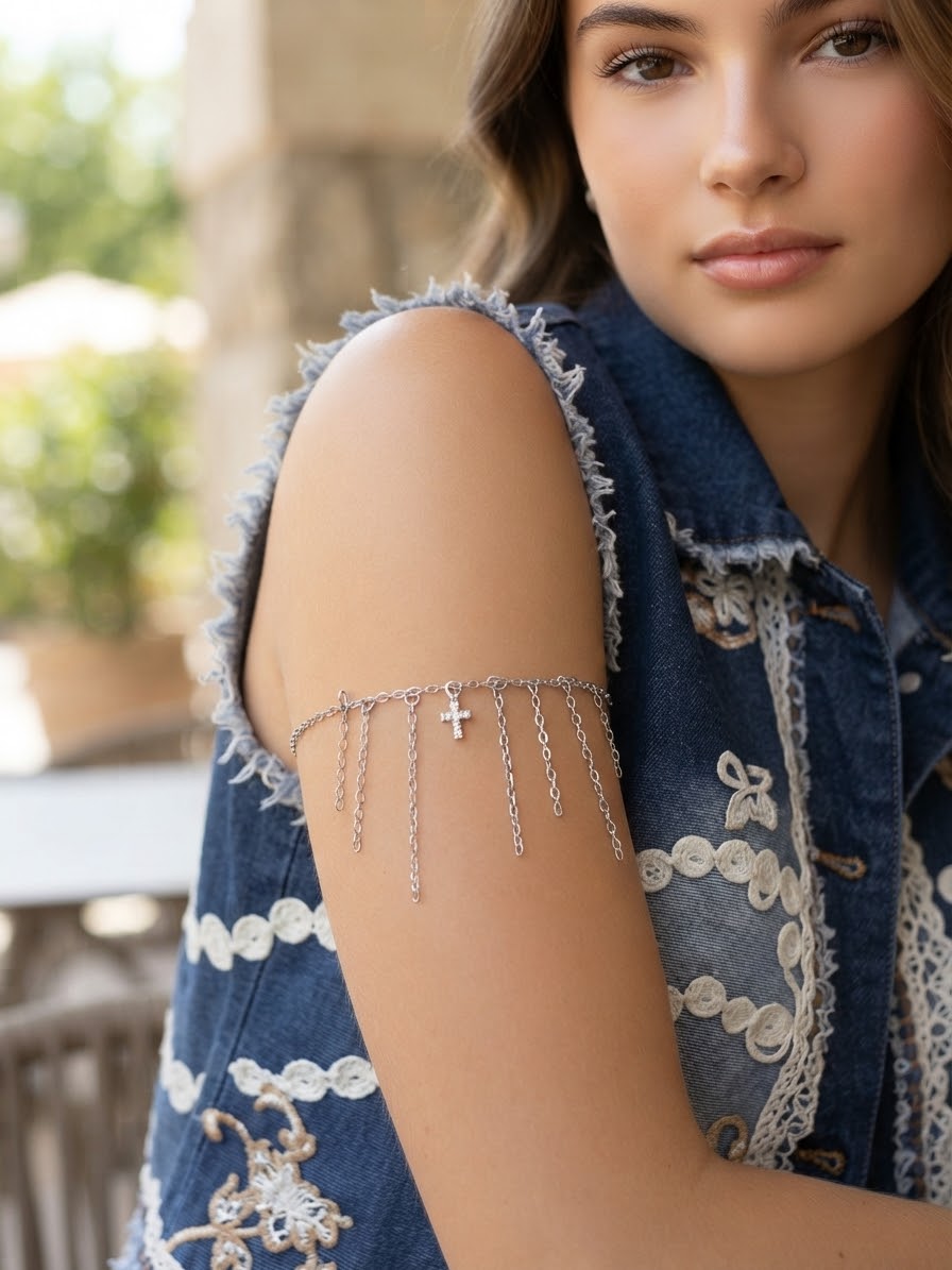 Bracciale Arm Cuff silver croce
