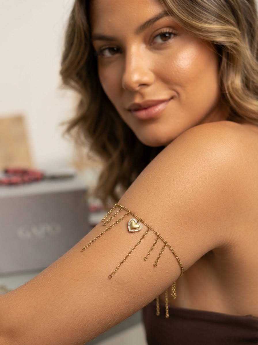 Bracciale Arm Cuff cuore gold