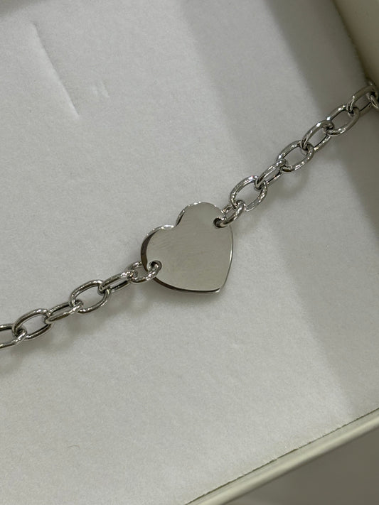 Bracciale argento catena e cuore