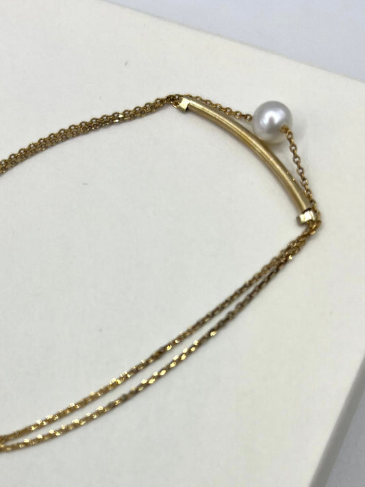 Bracciale doppio filo in argento con perla