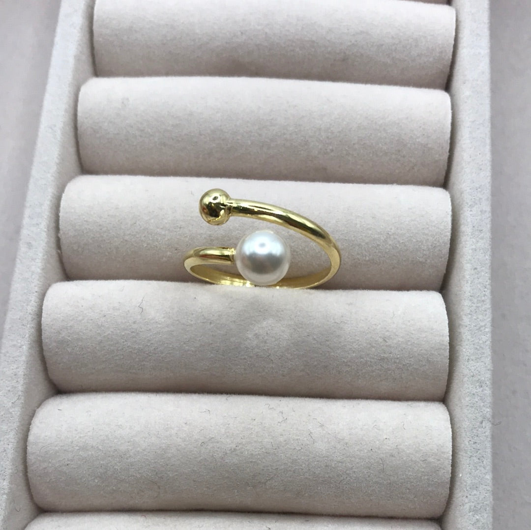 Anello argento pallina perla minimal