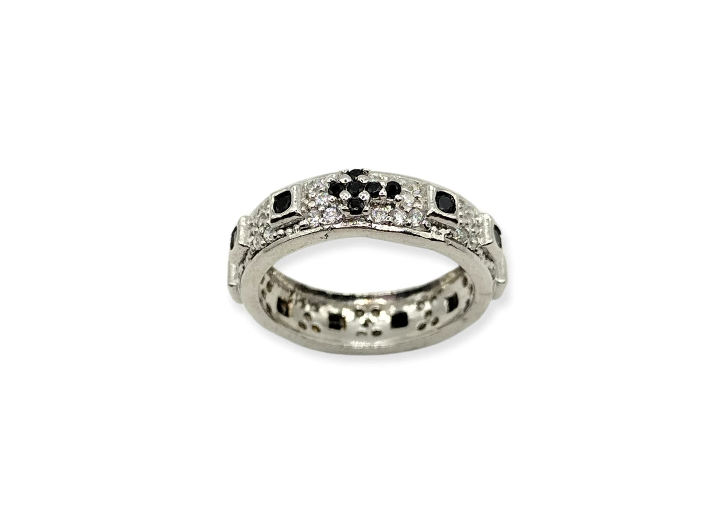 Anello argento fascia con croce