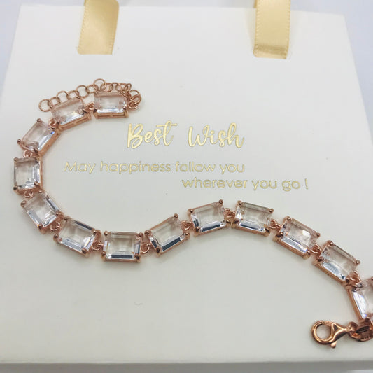 Bracciale argento rosè cristalli bianchi Kate